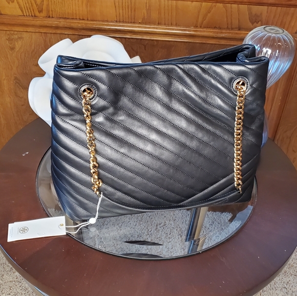 Tory Burch Kira Chevron Tote, Black - Picture 3 of 8